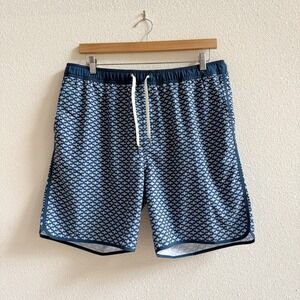 Fair Harbor Swim Trunks Mens XXXL Blue Geometric Lined Board Shorts Excellent